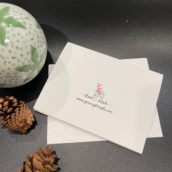 Snow Flowers Embossed Holiday Cards, White Holiday Cards Set, Handmade Elegant G - Picture 5 of 6